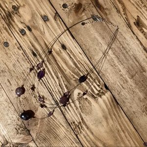 Purple Beaded Wire Necklace